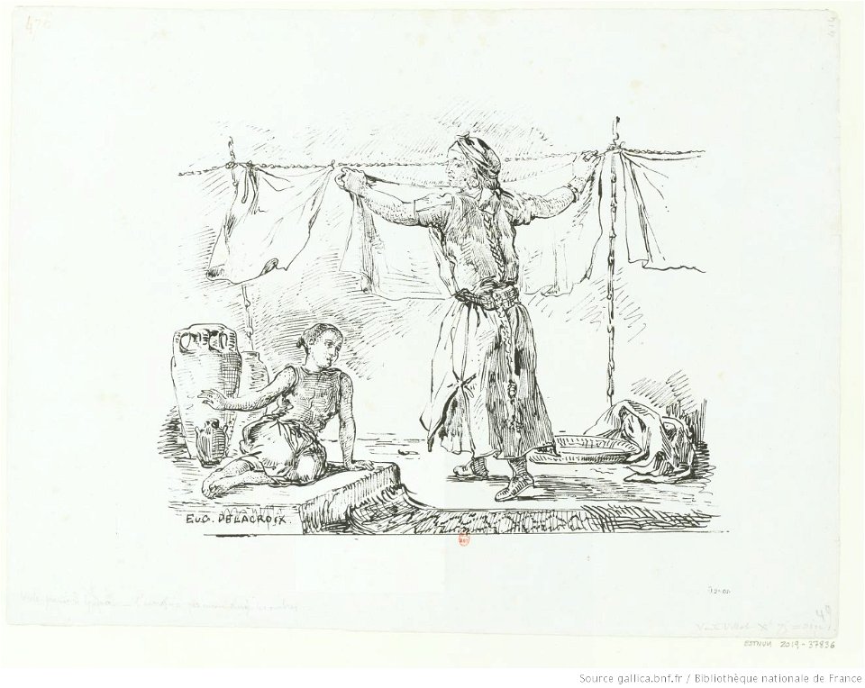Delacroix - Femme de Tanger étendant du linge, btv1b100298135