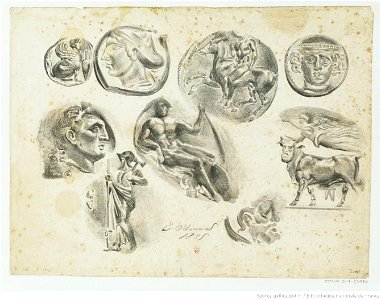 Delacroix - Feuille de neuf médailles antiques, btv1b104615805