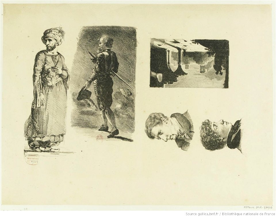 Delacroix - Feuille de Croquis, btv1b104617370