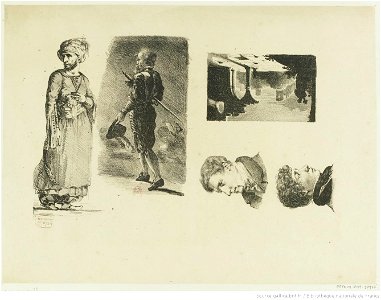 Delacroix - Feuille de Croquis, btv1b104617370