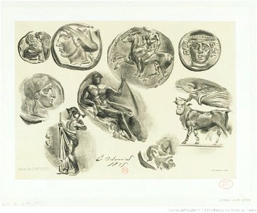Delacroix - Feuille de neuf médailles antiques, 4e état, btv1b10029701g