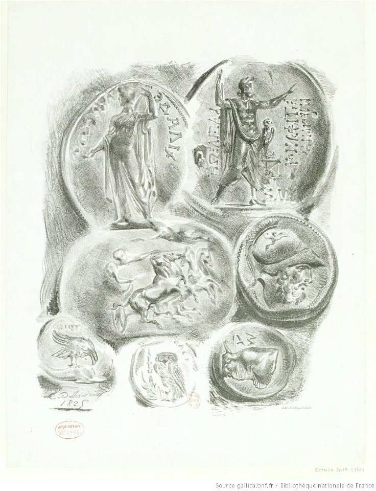Delacroix - Feuille de sept médailles antiques, btv1b10029698z