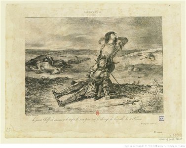 Delacroix - Le jeune Clifford trouvant le corps de son père sur le champ de bataille de S.t Albans, btv1b104618398