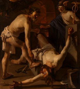 Dirck van Baburen - Prometheus Being Chained by Vulcan Rijksmuseum SK-A-1606. Free illustration for personal and commercial use.