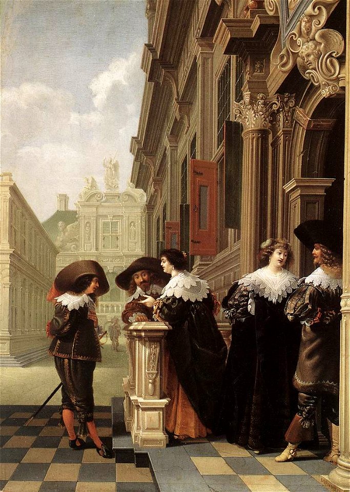 Dirck van Delen - Conversation outside a Castle