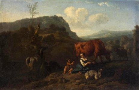 Dirck van Bergen - Berglandschap met een herderin met koeien - GG 660 - Kunsthistorisches Museum