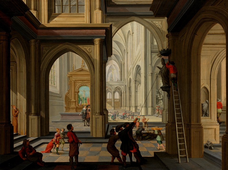 Dirck van Delen - Beeldenstorm in een kerk