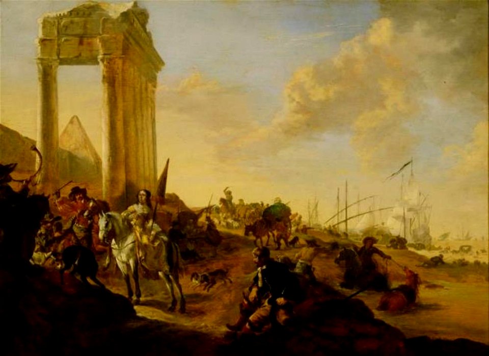 Dirk Stoop - Bedrijvigheid aan een Mediterraans kustlandschap - GG 9064 - Kunsthistorisches Museum