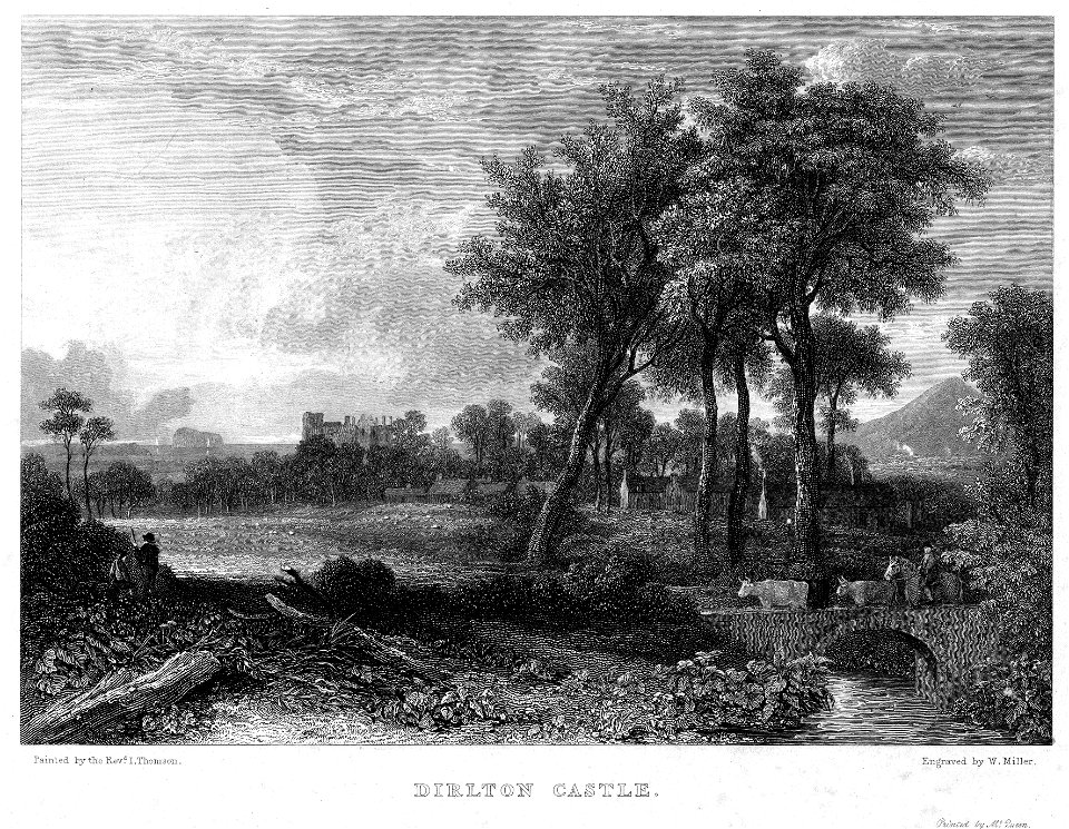 Dirlton Castle engraving by William Miller after Rev J Thomson