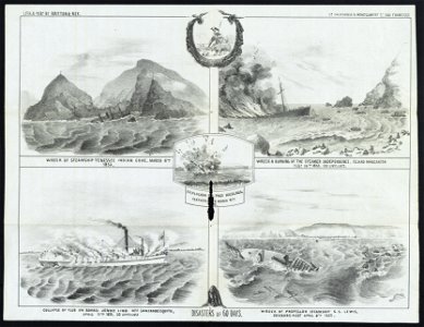 Disasters of 60 days - Wreck of Steamship Tennessee, Indian Cove, March 6th, 1853 ; Wreck & burning of the steamer Independence on the island of Margarita, Feby. 16th, 1853. 150 lives lost ; LCCN2011661699