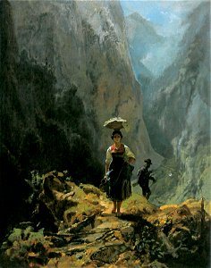 Dirndl und Jaeger im Gebirge (Carl Spitzweg)