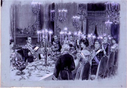 Discurso Alfonso XIII en el palacio de Ajuda, Dec. 1903, RABASF, painting by Mariano Pedrero