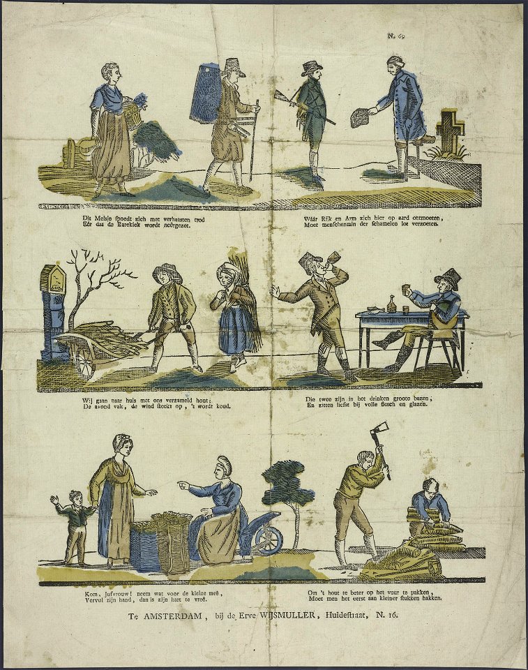 Dit meisje spoedt zich met verhaasten tred eér dat de rarekiek wordt neêrgezet-Catchpenny print-Borms 0760