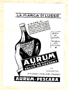 Distilleria Aurum, manifesto pubblicitario, Pescara sec. XX - san dl SAN IMG-00003174