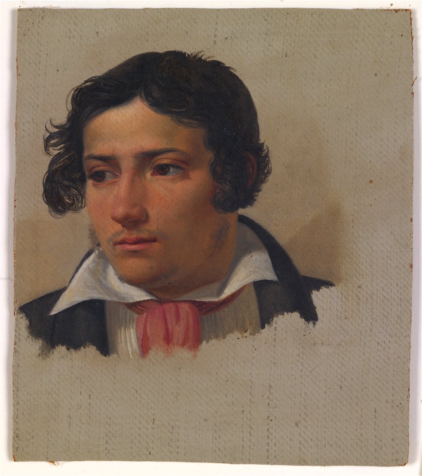 Ditlev Blunck - Portræt af en ung mand med rød halsklud - KKSgb13520 - Statens Museum for Kunst
