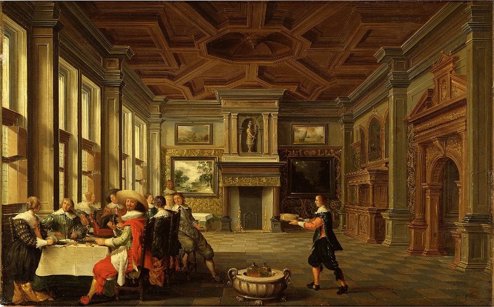 Distinguished Dinner Company in an Interior (Dirck van Deelen) - Nationalmuseum - 17393
