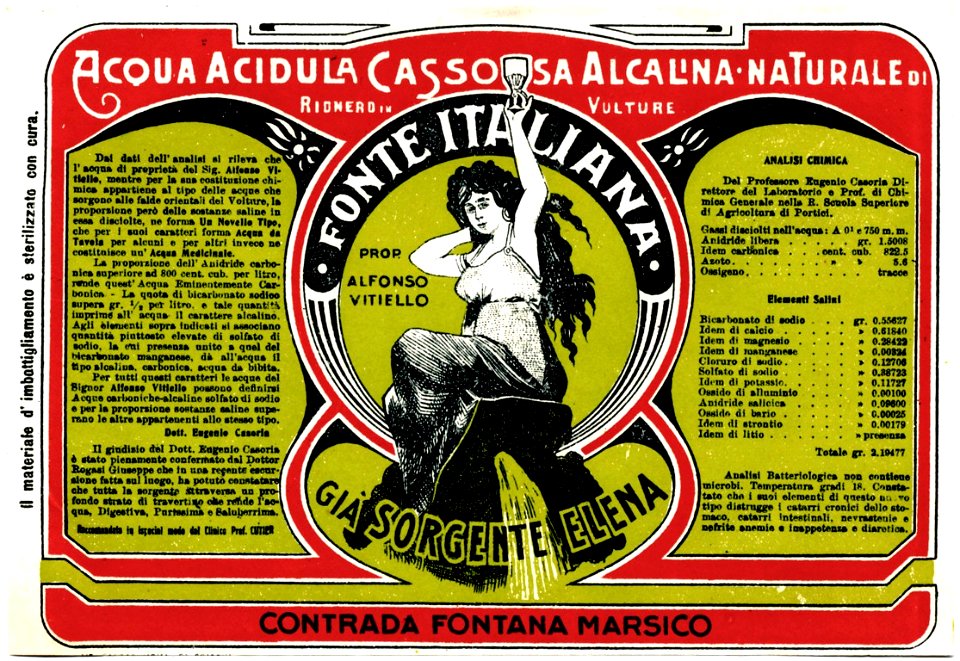 Ditta Alfonso Vitiello, acqua minerale Fonte italiana, sec. XX - san dl SAN IMG-00002967