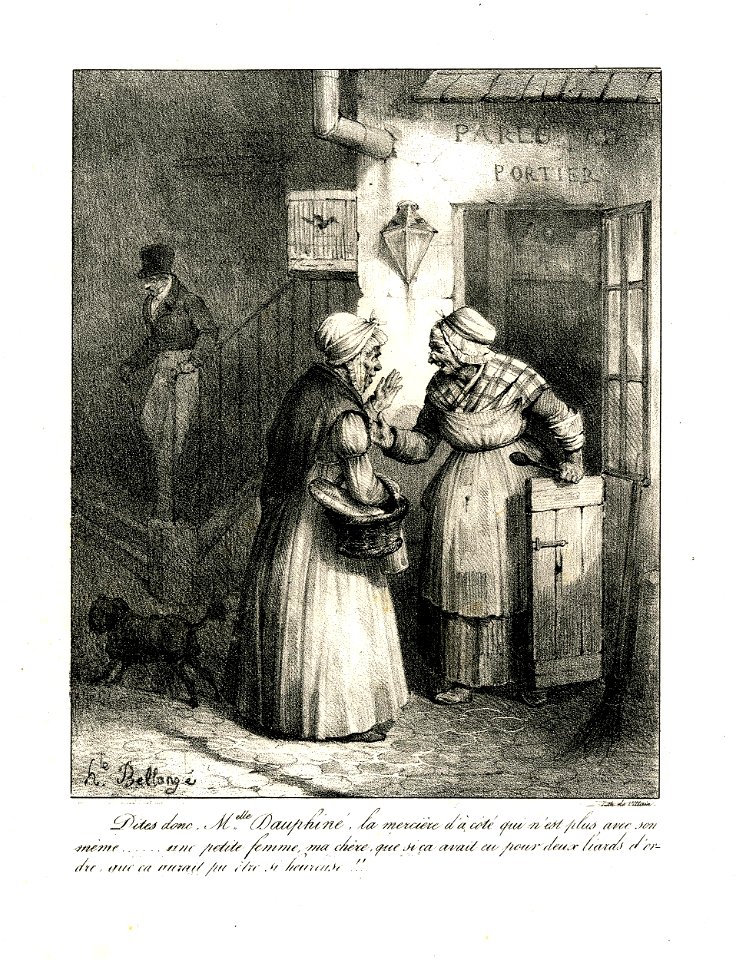 Dites donc, Mlle. Dauphiné, la mercière d'à côté qui n'est plus avec on même.... (BM 1880,0508.243)