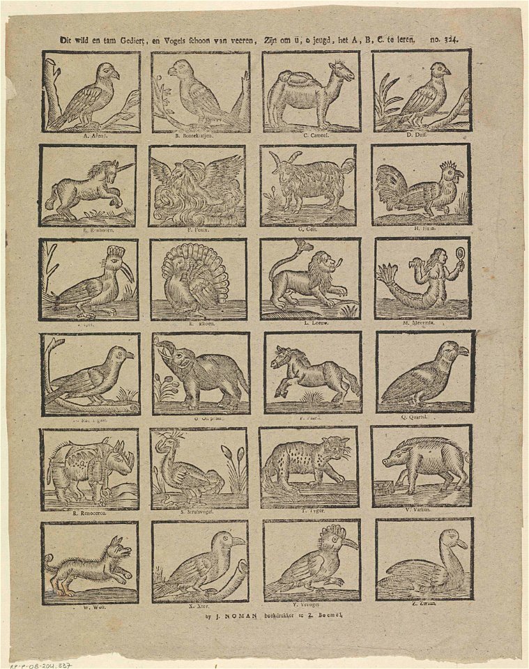 Dit wild en tam gediert, en vogels schoon van veeren, Zijn om u, o jeugd, het A, B, C. te leeren