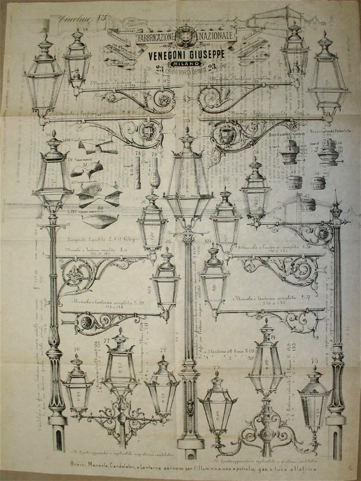Ditta Venegoni Giuseppe di Milano, articoli per l'illuminazione pubblica, 1883 - san dl SAN IMG-00002950