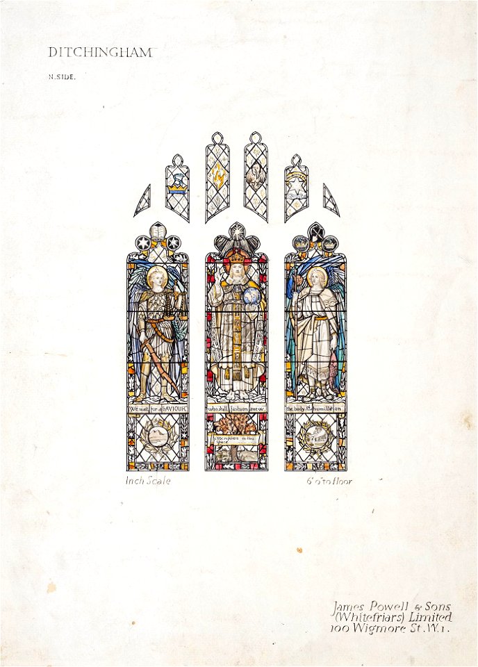 Ditchingham Church, Norfolk - presentation drawing for the Rider-Haggard window - James Powell and Sons - 1925
