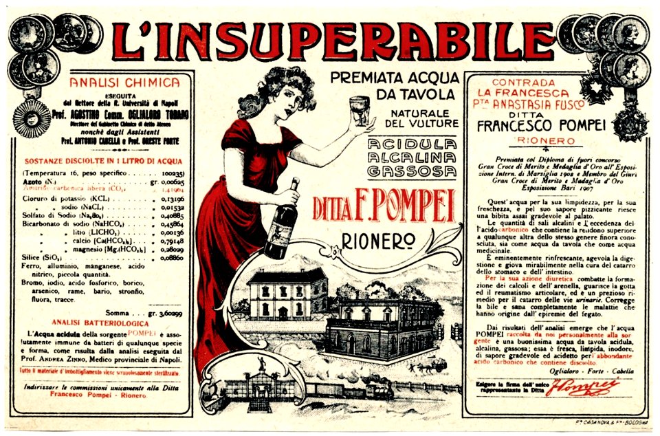 Ditta Francesco Pompei, acqua minerale L'insuperabile, sec. XX - san dl SAN IMG-00002966