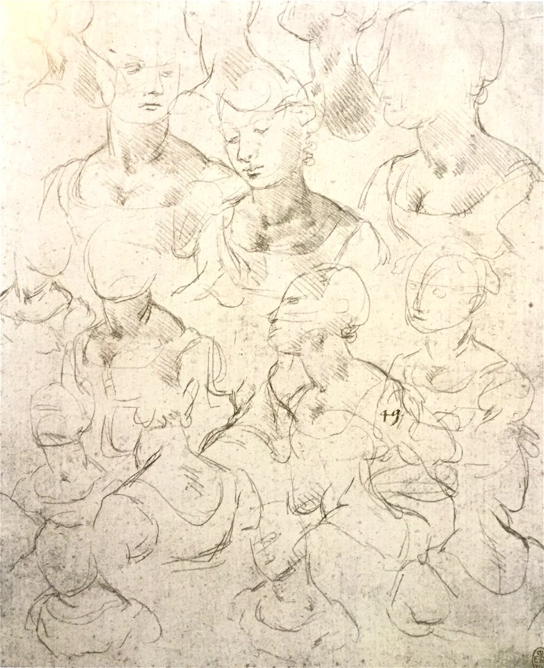 Dix-huit positions de la tête et du buste d'une femme