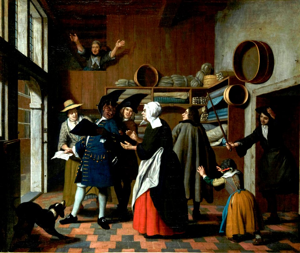 Jan Josef Horemans (II) - The devil as a tax-collector, being expelled from a store