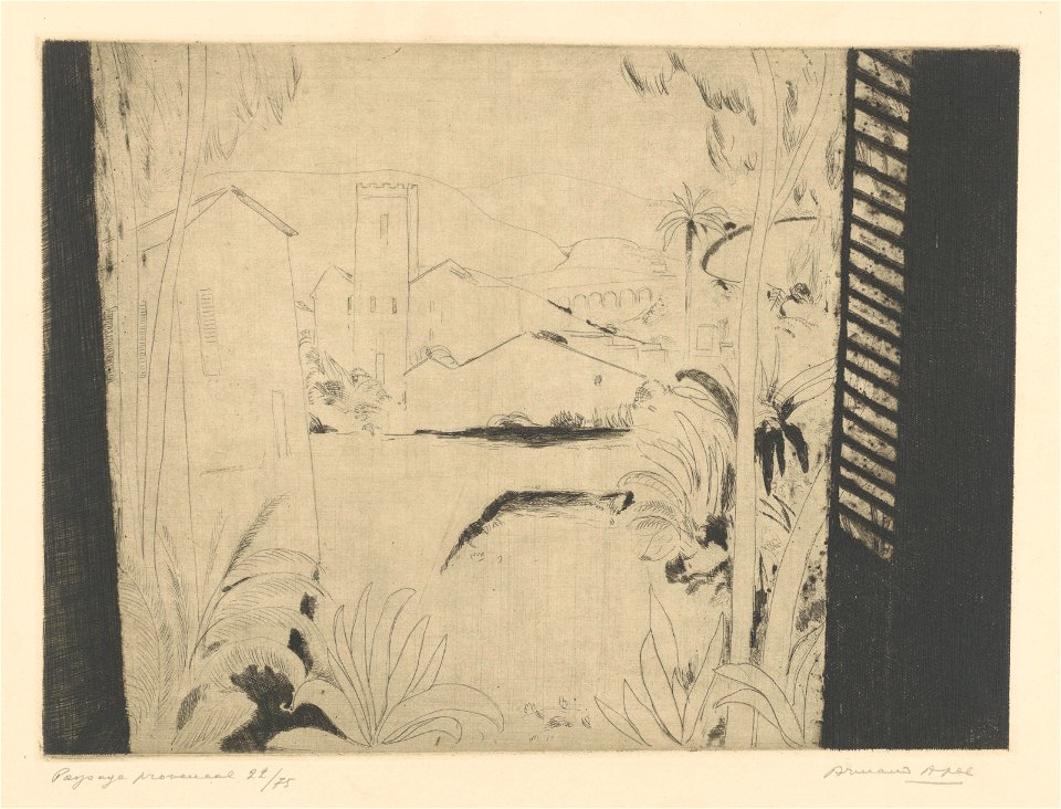 Dix planches (07) - Paysage provençal, print by Armand Apol (1879-1950), Belgium, 1925, Prints Department of the Royal Library of Belgium, III 72615 D - Pl. 07