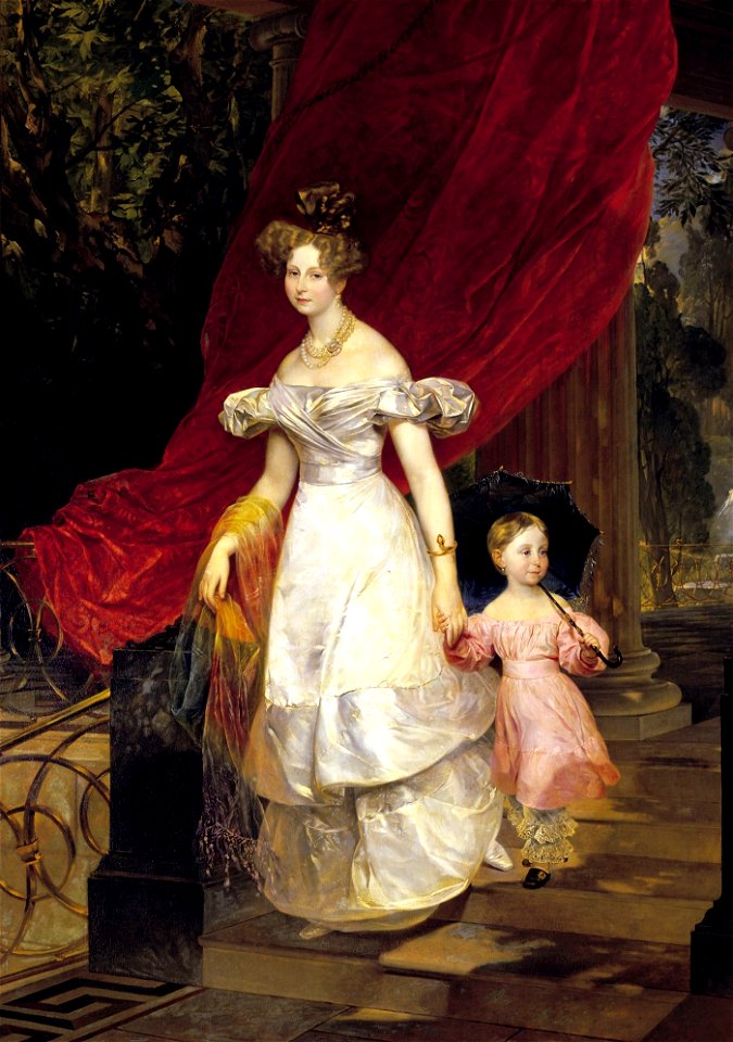 Elena Pavlovna of Russia with daughter Maria by Brullov (1830, Russian museum)