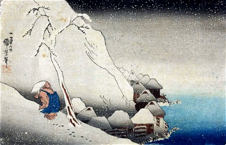 Utagawa Kuniyoshi Nichiren in the snow