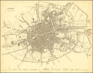 1836 map of Dublin. Free illustration for personal and commercial use.