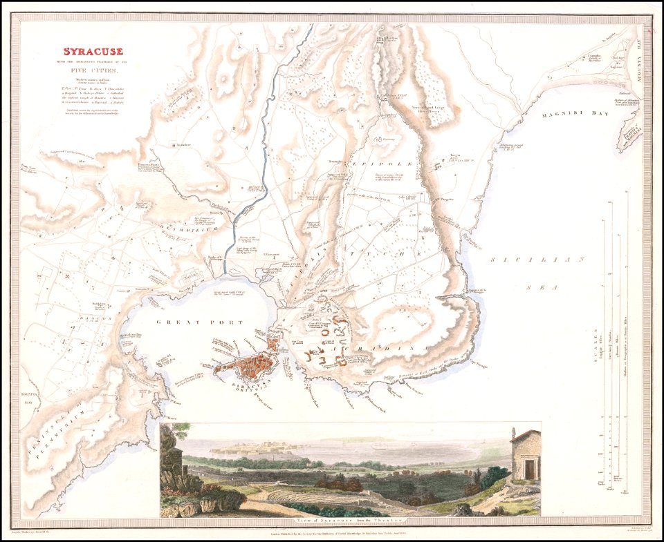1839 map of Syracuse, Sicily
