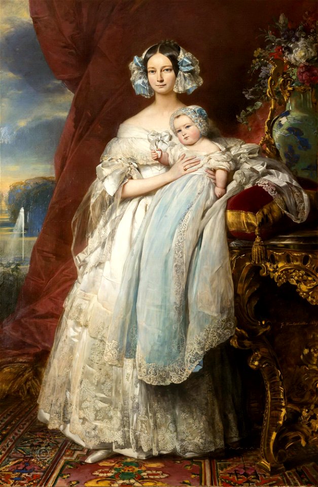 Helena of Mecklenburg-Schwerin Duchess of Orleans with her son the Count of Paris, 1839