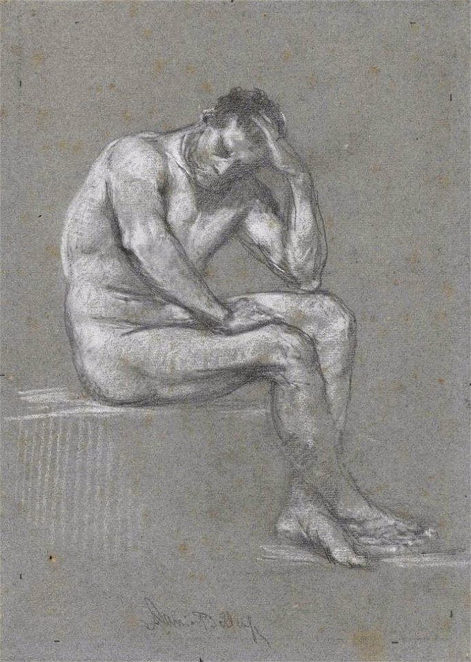 Carrier-Belleuse Sitting male nude