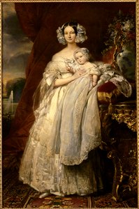 Portrait of Helene of Mecklenburg-Schwerin, (Duchess of Orleans) with her son Prince Louis Philippe, Count of Paris by Winterhalter