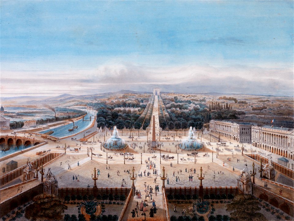 Paris Place de la concorde et Champs-Elysees 19Jh