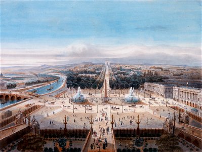 Paris Place de la concorde et Champs-Elysees 19Jh