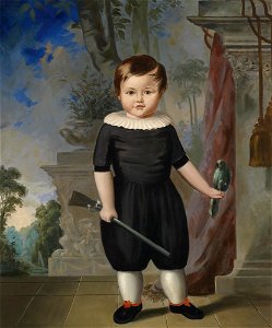 Portrait eines Knaben mit Gewehr c1840