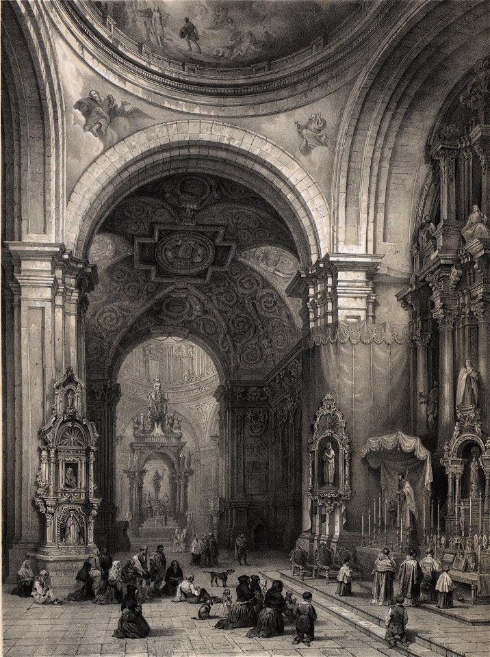 1842, España artística y monumental, vistas y descripción de los sitios y monumentos más notables de españa, vol 1, Interior de la capilla de San Isidro en la parroquia de San Andrés de Madrid (cropped)