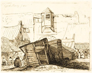 Egidius Linnig - Marketplace with Stalls in Foreground