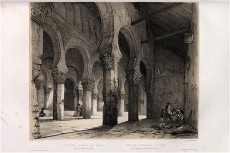 1842, España artística y monumental, vistas y descripción de los sitios y monumentos más notables de españa, vol 1, Primera sinagoga de Toledo hoy Santa María la Blanca