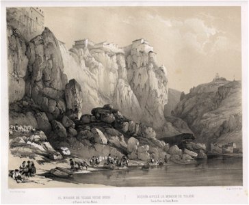 1842, España artística y monumental, vistas y descripción de los sitios y monumentos más notables de españa, vol. 1, El mirador de Toledo vistas desde el puente de San Martín