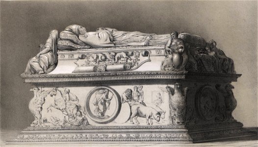 1842, España artística y monumental, vistas y descripción de los sitios y monumentos más notables de españa, vol. 1, Sepulcro del cardenal Tavera (cropped) arriba