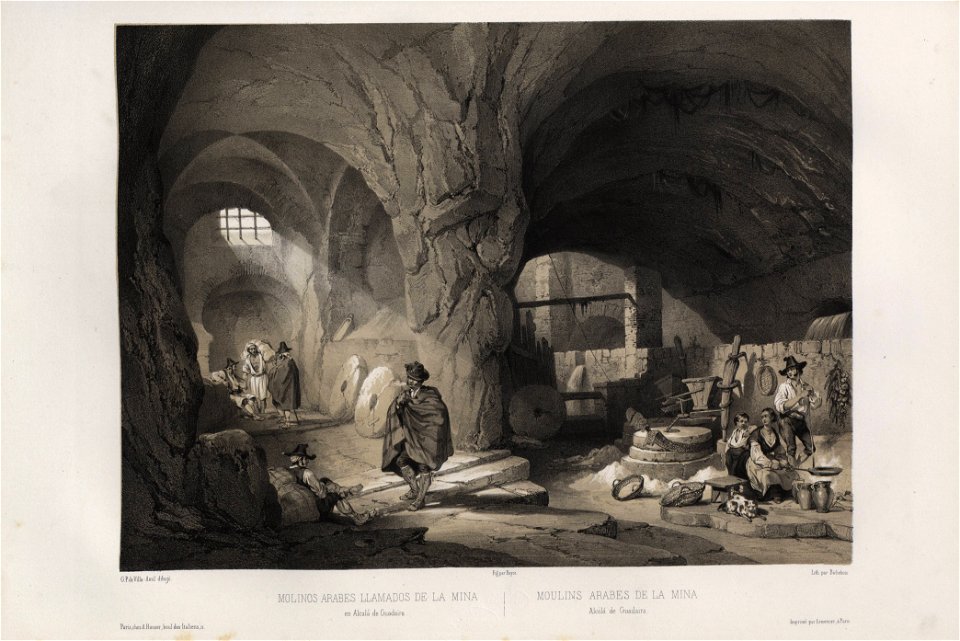 1844, España artística y monumental, vistas y descripción de los sitios y monumentos más notables de españa, vol 2, Molinos árabes llamados de la mina en Alcalá de Guadaira