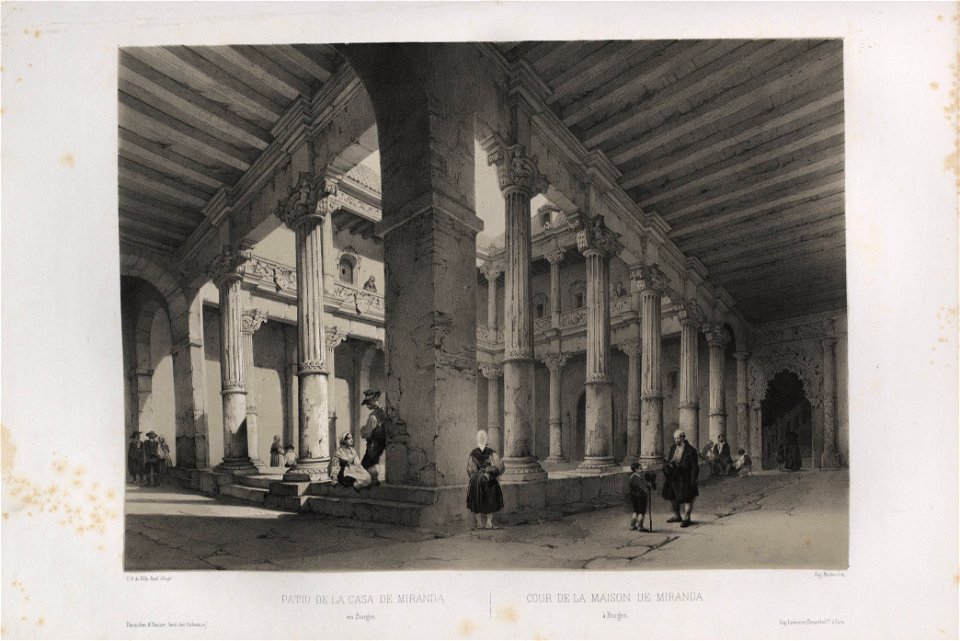 1844, España artística y monumental, vistas y descripción de los sitios y monumentos más notables de españa, vol 2, Patio de la Casa de Miranda en Burgos