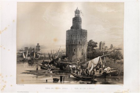 1844, España artística y monumental, vistas y descripción de los sitios y monumentos más notables de españa, vol 2, Torre del Oro en Sevilla