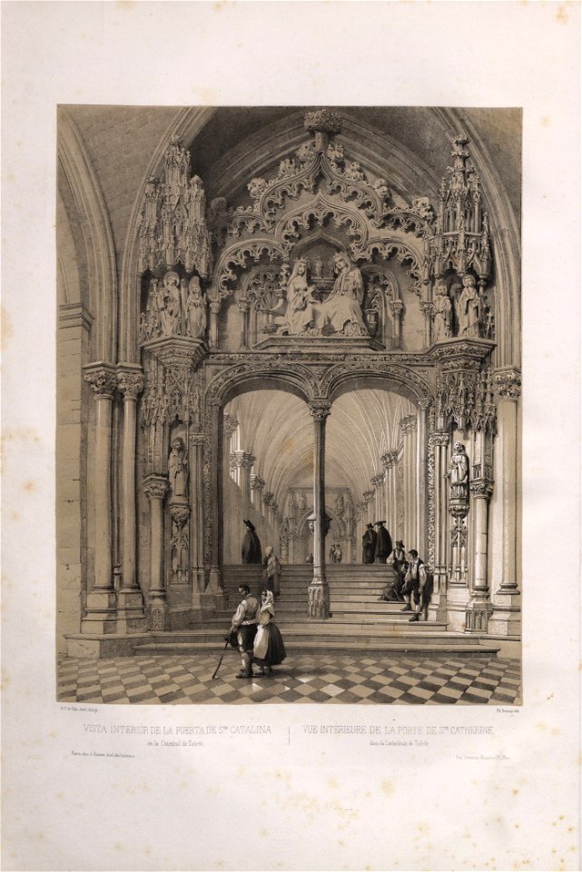 1844, España artística y monumental, vistas y descripción de los sitios y monumentos más notables de españa, vol 2, Vista interior de la puerta de Santa Catalina en la catedral de Toledo