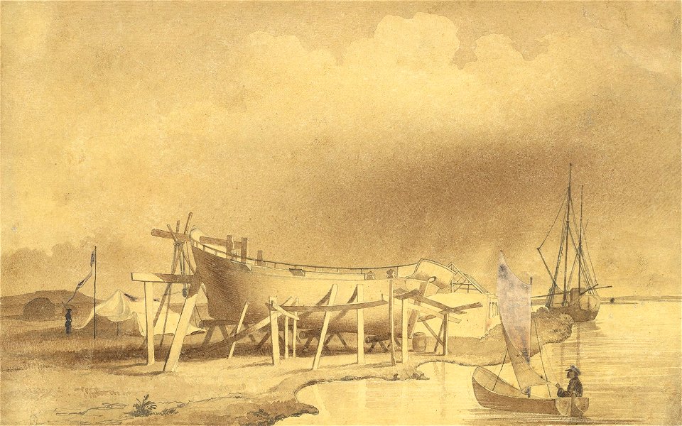 1848 - 203 - Rayim, schooner Konstantin under construction, June 1848, Taras Shevchenko