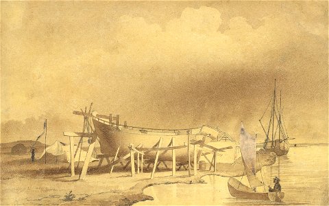 1848 - 203 - Rayim, schooner Konstantin under construction, June 1848, Taras Shevchenko